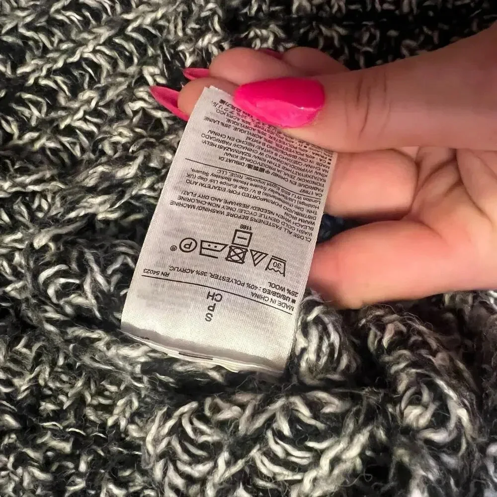 Banana‎ Republic Factory Women's Small Gray Wool Blend Cowl Neck Poncho Sweater